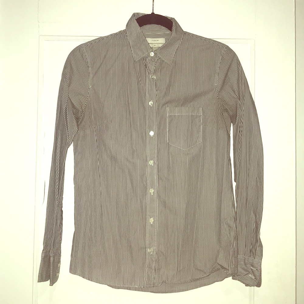 J. Crew navy/white button down
